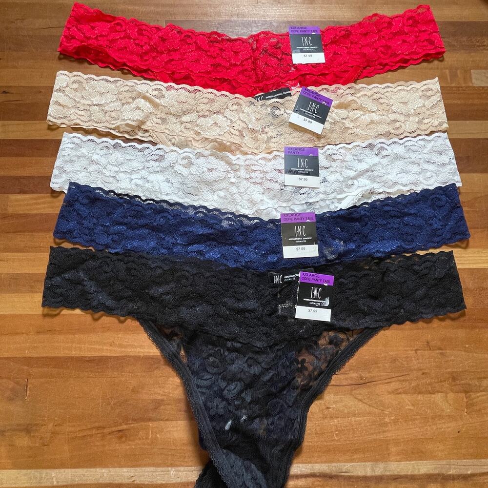 I.n.c. Lace Thong Underwear panty pack set of 5 XXL
